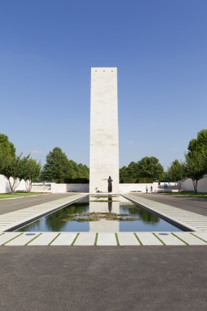 Margraten, The Netherlands - August 10, 2012. Court of honor at the entrance of Margraten War Cemeteryのeditorial素材