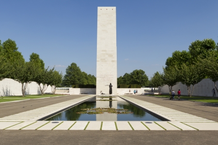 Margraten, The Netherlands - August 10, 2012. Court of honor at the entrance of Margraten War Cemeteryのeditorial素材