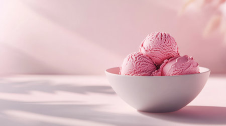 A refreshing bowl of gelato, placed on a light background with ample space around it for captions or promotional text. Perfect for showcasing sweet treats in a visually appealing wayの素材