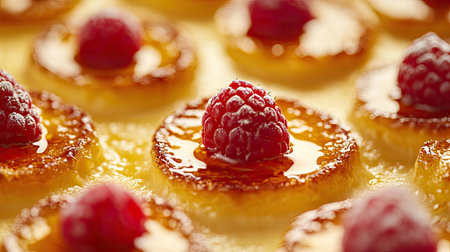 Close-up of rich with a raspberry garnish, beautifully displayed on a light baking sheet. The layout allows for easy caption placement, ideal for dessert visuals.の素材