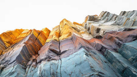 Explore a breathtaking coastal landscape showcasing unique rock formations bathed in vibrant colors, offering a stunning perspective of nature's beauty.の素材