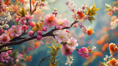 Explore a charming scene of blossoming cherry blossoms, showcasing delicate pink petals in a serene and vibrant spring setting, perfect for nature lovers.の素材