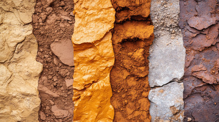 Explore a captivating collage of vibrant orange canyon soil textures, showcasing the unique patterns and earthy colors found in nature's landscape.の素材