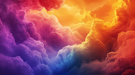Abstract cloud-like formations in vibrant colors, creating a dreamy and ethereal background.の素材