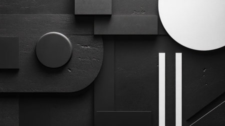 Abstract geometric shapes with a monochromatic color scheme, creating a minimalist and sleek background.の素材