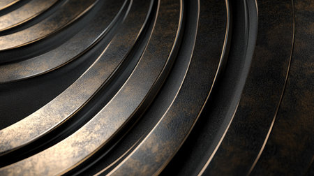 Abstract line patterns with a metallic finish, creating a sleek and industrial background.の素材