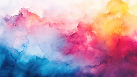 Abstract watercolor background with vibrant, contrasting colors, ideal for artistic and creative projects.の素材