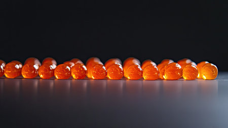 A stunning arrangement of vibrant salmon roe, perfect for showcasing in gourmet sushi presentations. Ideal for culinary art and food photography.の素材