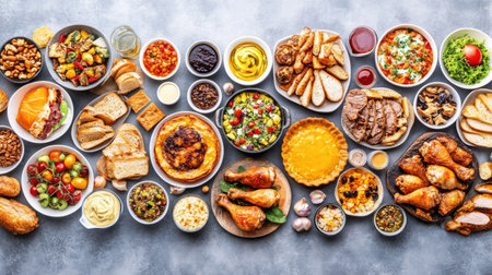 A festive display of deep-fried chicken drumsticks served on a platter, surrounded by dipping sauces and fresh vegetables. The vibrant colors and textures invite viewers to enjoy a delicious meal.の素材