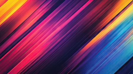 A vibrant, abstract background with bold, diagonal lines in contrasting colorsの素材
