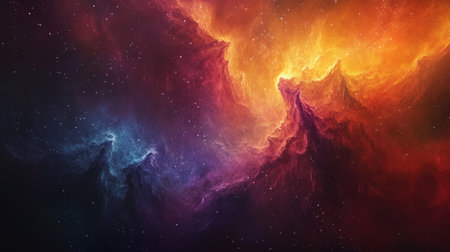 A cosmic abstract background with stars, galaxies, and swirling nebulas in deep, vibrant colorsの素材