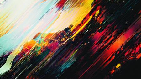 Abstract background with a glitch effect, featuring distorted lines and colors reminiscent of a digital error.の素材