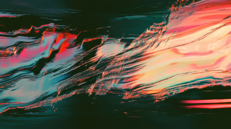 Abstract background with a glitch effect, featuring distorted lines and colors reminiscent of a digital error.の素材