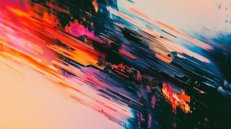 Abstract background with a glitch effect, featuring distorted lines and colors reminiscent of a digital error.の素材
