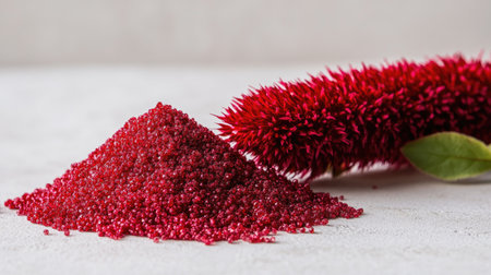 A captivating close-up of a vibrant red heap showcasing texture and natural beauty, perfect for artistic projects and culinary themes.の素材