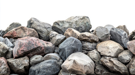 A detailed close-up image of a pile of natural rocks, showcasing various textures and colors. Perfect for backgrounds or nature-themed projects.の素材