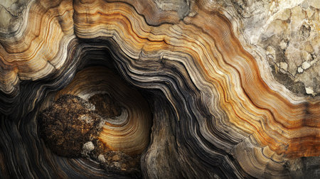 Explore a stunning close-up view of tree rings, showcasing intricate patterns and rich colors. Ideal for nature lovers and art enthusiasts seeking natural beauty.の素材