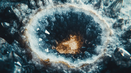 Discover the captivating beauty of this artistic close-up shot of a geode, revealing stunning minerals and textures, perfect for nature lovers and creatives.の素材