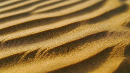 A close-up of rippled sand patterns created by the wind across the surface of a desert dune.の素材