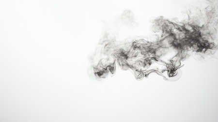 A light, airy smoke floating against a simple, clean background. The open space around the smoke allows for easy addition of text.の素材