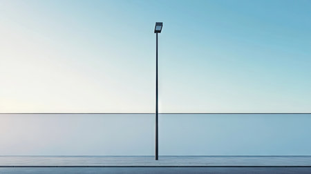 A modern electric pole with a clean, minimalistic urban background. The ample space around the pole allows for easy addition of text.の素材