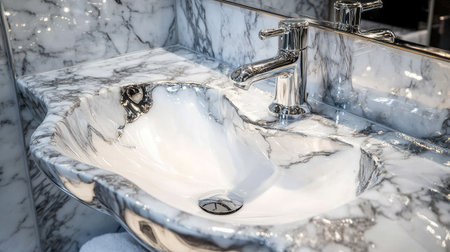 Discover an elegant contemporary bathroom sink featuring a luxurious marble design. Perfect for modern interiors, this stylish piece enhances any decor.の素材
