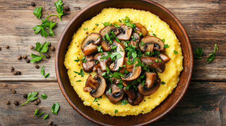 A delicious serving of creamy polenta topped with sautの素材