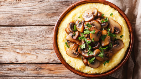 A delightful bowl of creamy polenta topped with sautの素材