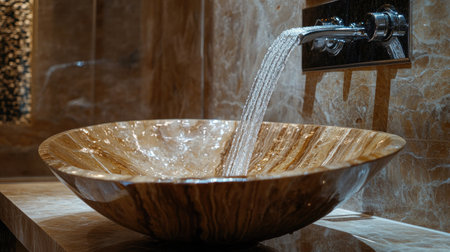 Discover a stunning centerpiece in this modern bathroom showcasing a luxurious vessel sink, designed for elegance and tranquility. Enjoy the harmonious blend of aesthetics and functionality.の素材