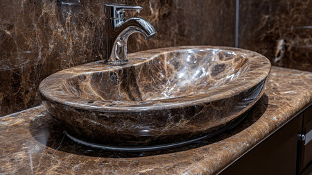 Discover a modern bathroom sink featuring a stunning marble design. This elegant washbasin captures the essence of contemporary luxury and stylish functionality.の素材
