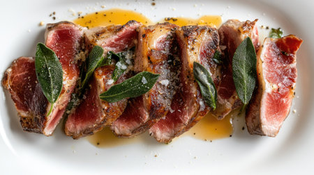 Discover an elegant gourmet dish showcasing beautifully plated ingredients, perfect for culinary inspiration or restaurant menus. A feast for the senses.の素材