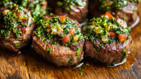 A stunning close-up photograph of ossobuco alla Milanese, featuring juicy meat topped with fresh herbs and a savory sauce, perfect for showcasing Italian culinary artistry.の素材