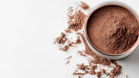 An inviting image of cocoa powder in a bowl, beautifully scattered to highlight its texture and rich brown color, perfect for culinary and baking projects.の素材