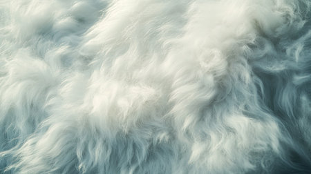 This image features a soft and fluffy white texture, ideal for backgrounds or textile designs. The gentle curves and light play create a serene and cozy atmosphere.の素材