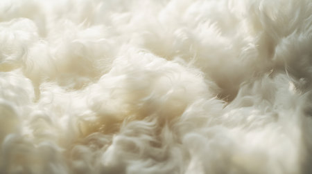A close-up view of soft and fluffy white wool texture, perfect for creating a cozy and warm atmosphere in various design projects and visual art.の素材