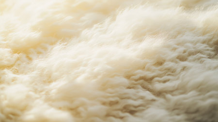 A close-up view of soft, fluffy white wool, showcasing the intricate texture and natural warmth. Ideal for backgrounds or cozy design elements.の素材