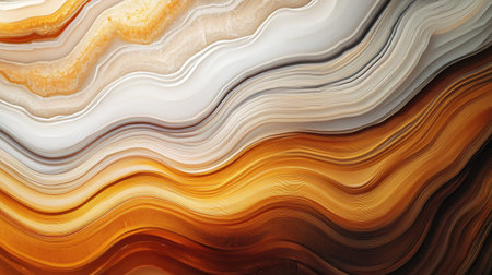 Close-up of polished agate showcasing vibrant waves of color and intricate textures. This stunning image reveals the natural beauty and complexity of mineral formations.の素材