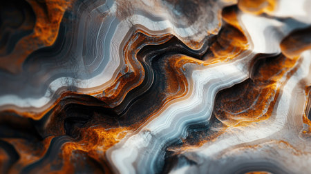 Close-up of a polished agate stone showcasing intricate patterns and vibrant colors. This high-resolution image highlights natural beauty and texture.の素材