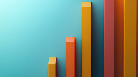 Flat lay of a bar graph with several data bars and an empty space above for text or additional graphics.の素材