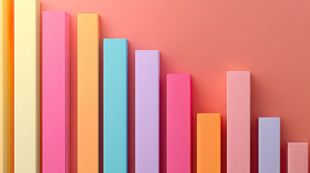 Flat lay of a bar graph with various bar heights and plenty of blank space at the top for promotional or informational text.の素材