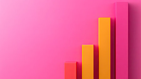 Flat lay of a bar graph with minimalistic design and plenty of blank space above and to the right for text or promotional content.の素材