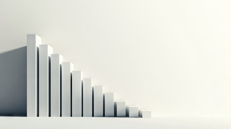 Side view of a bar graph with a clean, minimalist design and ample blank space on the left side for copy or promotional material. -の素材