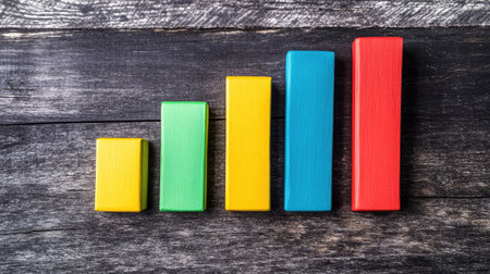 Top view of a bar graph with a minimalist design and ample space around the bars for adding copy or additional information.の素材