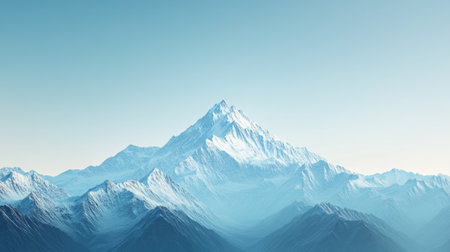 Top view of a snow-capped mountain summit with vast open sky above, providing plenty of copy space for text or graphics, ideal for travel or adventure themes.の素材