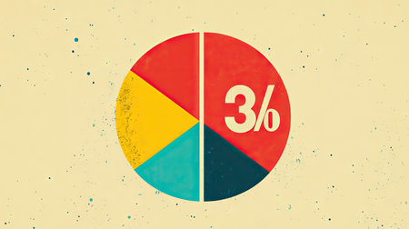 This colorful pie chart effectively visualizes data insights, highlighting a single percentage within an engaging and modern design suitable for presentations and reports.の素材