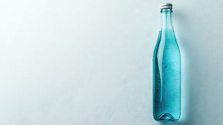 A bottle of mineral water with a clean label on a white background, with ample space for text.の素材