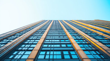 Close-up of the upper floors of a high-rise building with a clear background above for text. -の素材