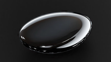 A mesmerizing close-up of a single rain drop resting on a shiny, dark surface. This artistic image captures stunning reflections and smooth textures, perfect for artistic projects.の素材