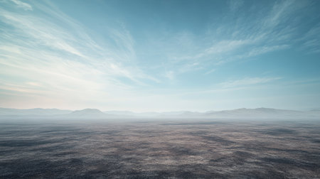 A cold wind blowing through a barren landscape with a clear, open sky for copy placement.の素材