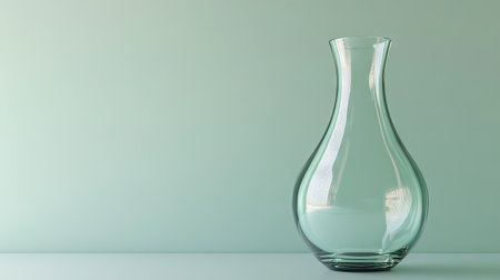 A tapered glass vase on a clean surface, leaving ample room for text.の素材